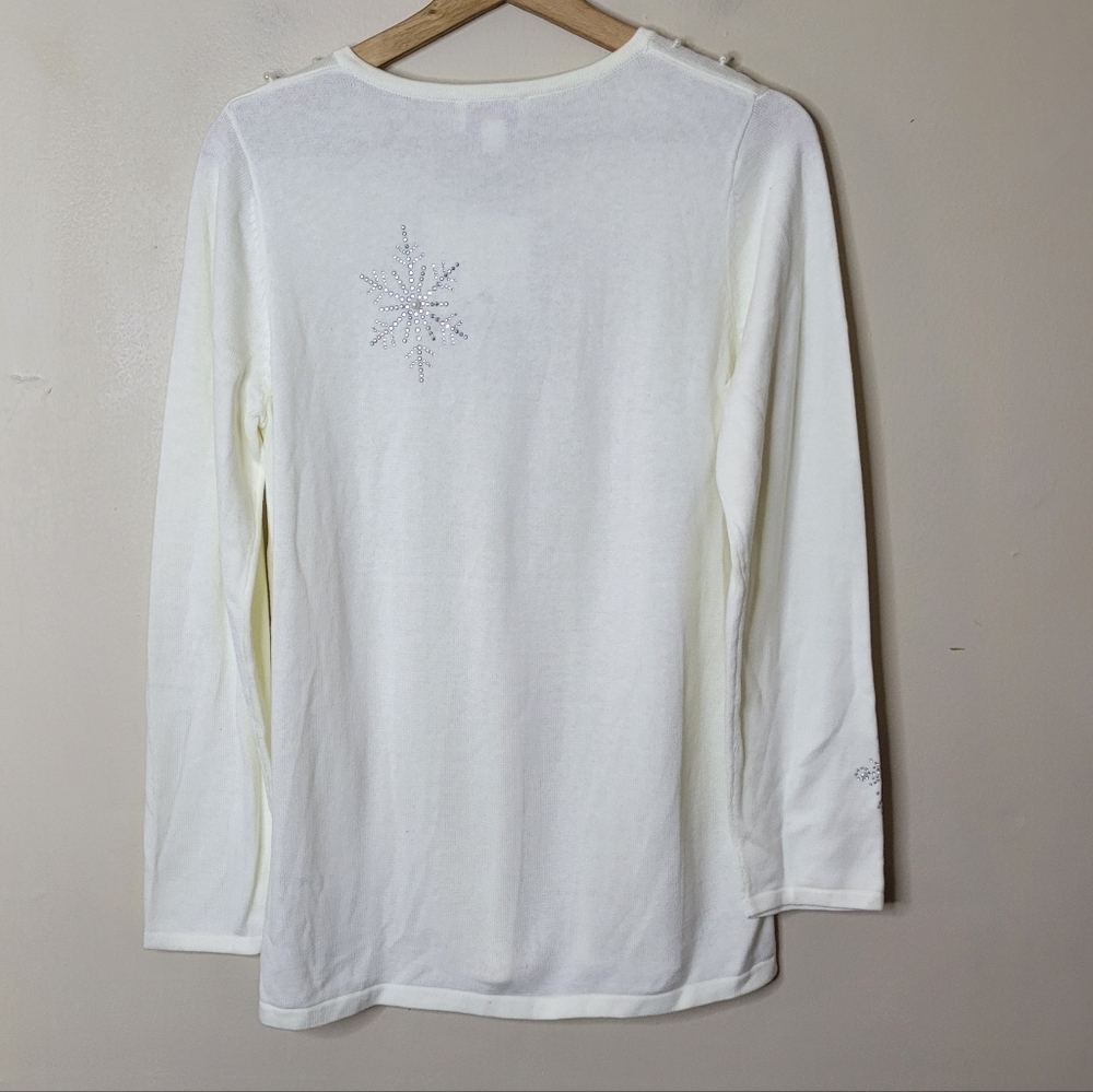 Quacker Factory Snowflake Sweater Size XS NWT - Picture 6 of 9